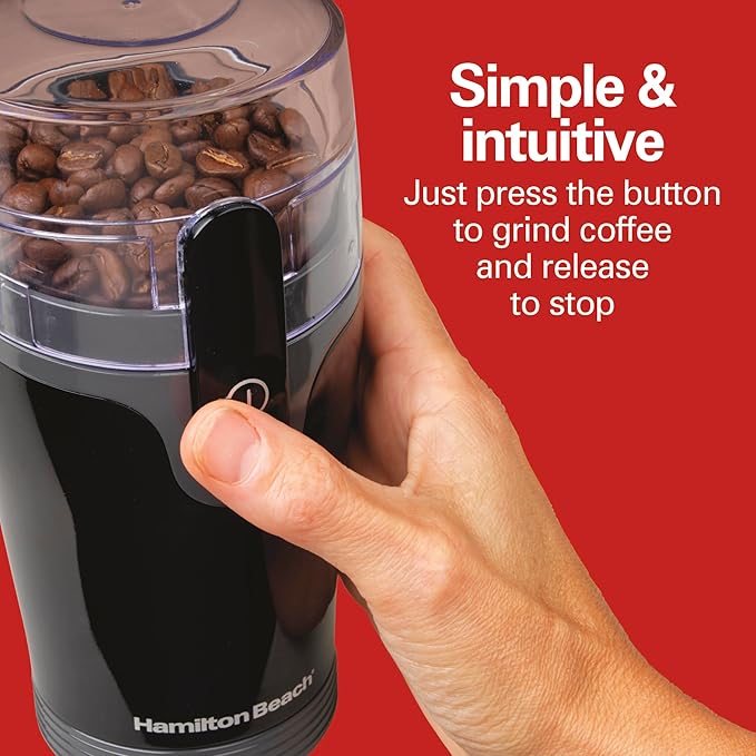 Hamilton Beach Fresh Grind Electric Coffee Grinder for Beans,Spices and More,Stainless Steel Blades,Removable Chamber,Makes up to 12 Cups,Black,(Pack of 2)