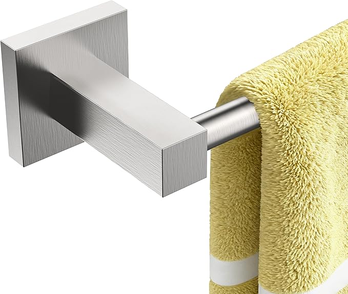 RUACQ Towel Bar 16 inch, Towel Racks for Bathroom Wall Mounted, SUS304 Stainless Steel Towel Holder, Hand Towel Holder Organizer, Brushed Nickel Single Bar, Total Length 18 inch