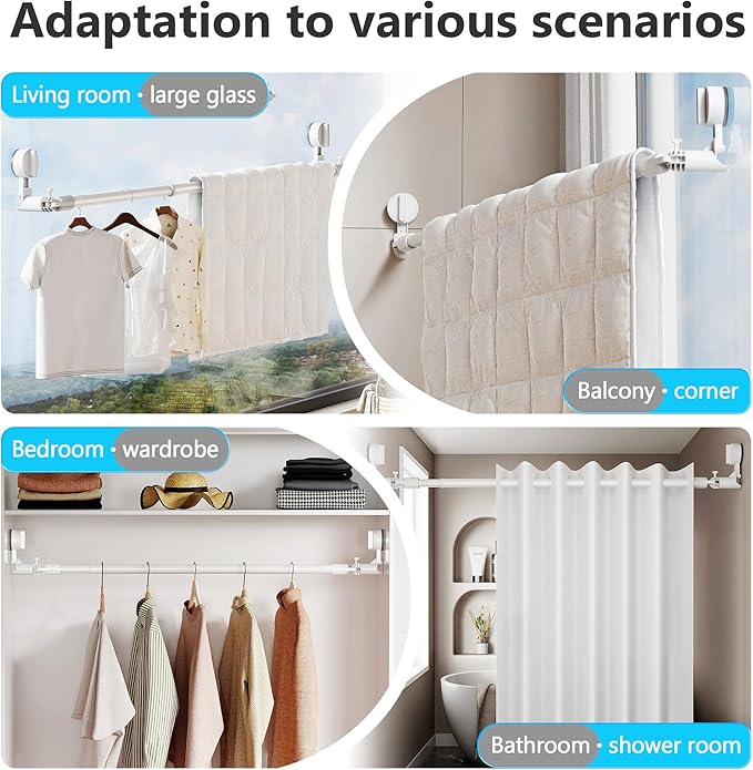 Towel Bar for Bathroom Wall Mounted,Adjustable No Drill Towel Rack,Rustproof Towel Holder,Retractable Drying Rack for Clothes,Space-Saving Towel Hanger for Closet,Bedroom,Balcony,20-34in