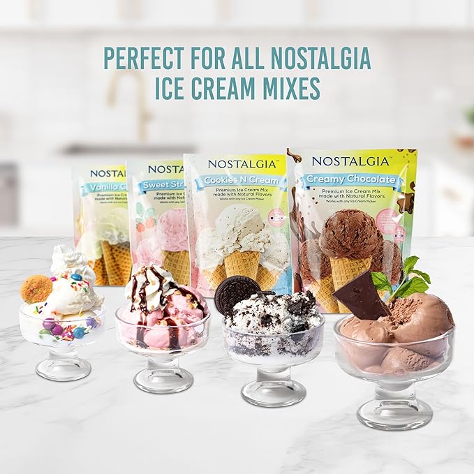 Nostalgia Electric Ice Cream Maker with 2-Qt Double Insulated Gel Canister & Stainless Steel Base - Makes Sorbet, Soft Serve, and Frozen Yogurt - Pink