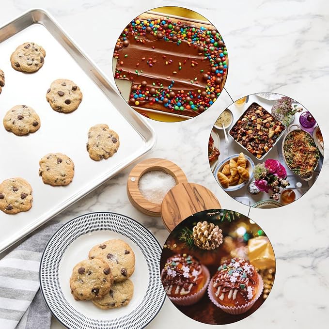 Baking Sheets Set of 2, Bastwe 16 inch Cookie Sheets & Stainless Steel Baking Pans & Toaster Oven Tray Pans, Rectangle Size 15.95L x 11.97W x 1H inch, Non Toxic & Healthy, Mirror Finish & Rust Free