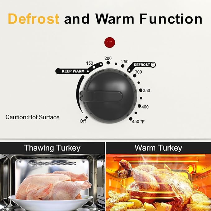 RoyalCraft 26-Quart Electric Roaster Oven with Visible Self-Basting Lid, Turkey Roaster Oven with Removable Pan and Rack, Perfect for Large Meals and Holiday Feasts, White