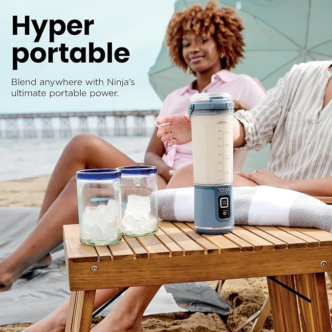 Ninja Blast Portable Blender, Cordless, 18oz. Vessel, Personal Blender For-Shakes and Smoothies, BPA Free, Leakproof-Lid and Sip Spout, USB-C Rechargeable, Dishwasher Safe Parts, Denim Blue, BC151ND