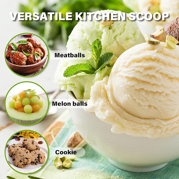 Large Cookie Scoop 3 Tbsp, Professional Stainless Steel Ice Cream Scoop 50mm, Cupcake Scoop Muffin Scoop for Baking, Good Soft Grips, Quick Trigger Release, 45ml (3 Tablespoon)