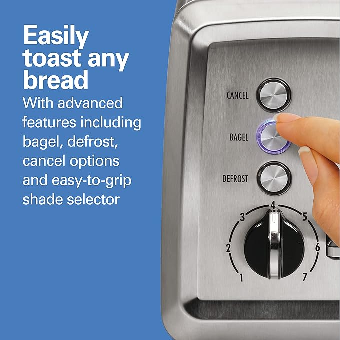 Hamilton Beach 2 Slice Toaster with Extra-Wide Slots,Bagel Setting,Toast Boost,Slide-Out Crumb Tray,Auto-Shutoff & Cancel Button,Defrost Function,Stainless Steel (22794),(Pack of 2)