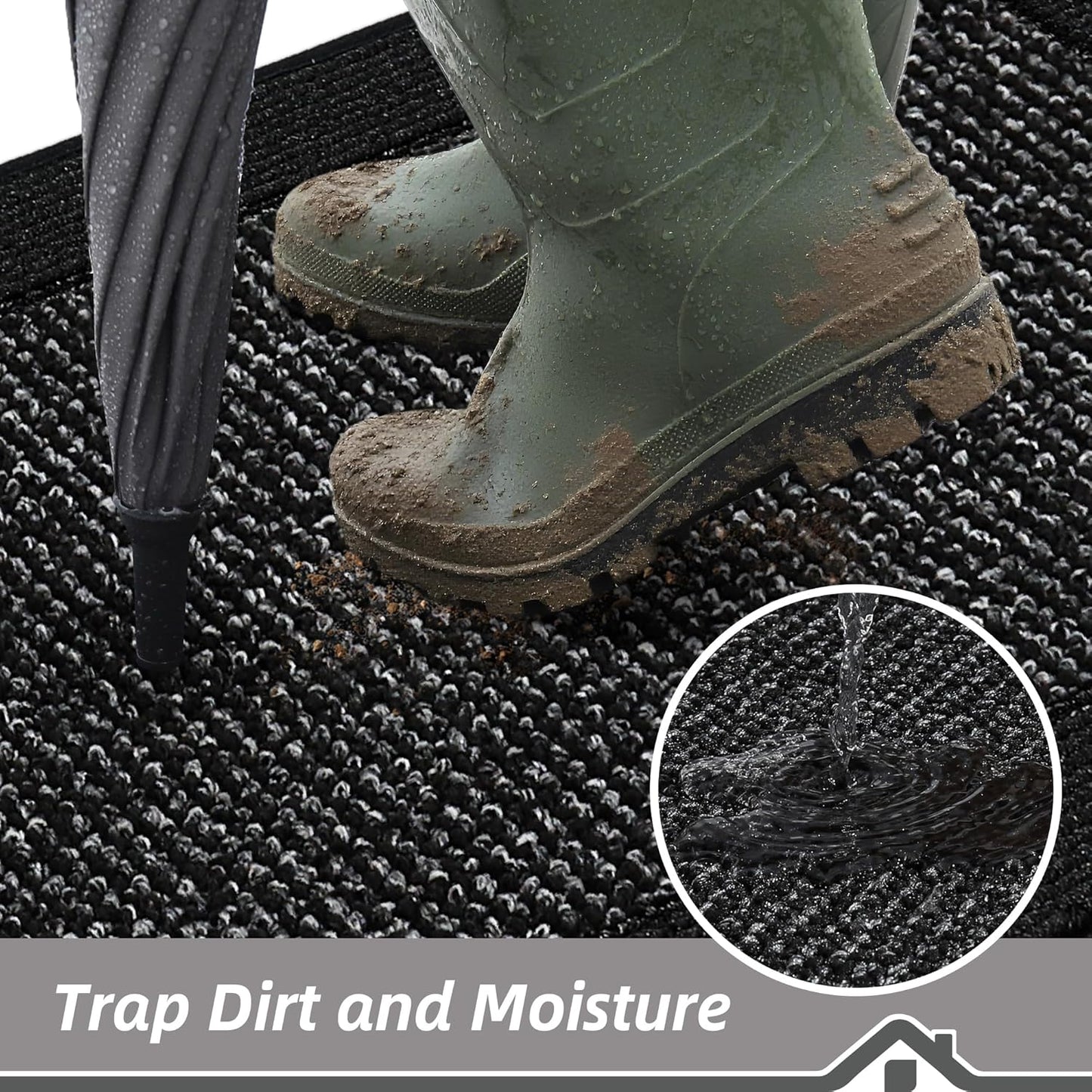 BEQHAUSE Indoor Door Mat 32" x 48", Dirt Trapper Door Mats Non-Slip Entryway Rugs Washable, Resist Dirt Absorbent Welcome Mat, Low Profile Floor Mats for Front Back Door and Entryway, Black