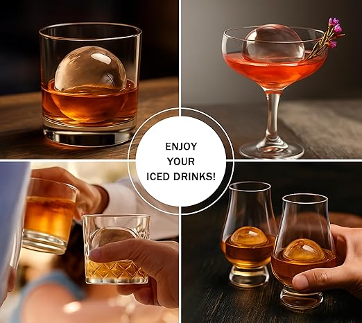 iTOMA Ice Ball Maker Machine, Smart Sensors, One-Touch Clean, 2 pcs in 50 Mins, Quiet Self-Cleaning Ice Machine, for Cocktails & Whiskey, Countertop Ice Maker for Home/Bar Party