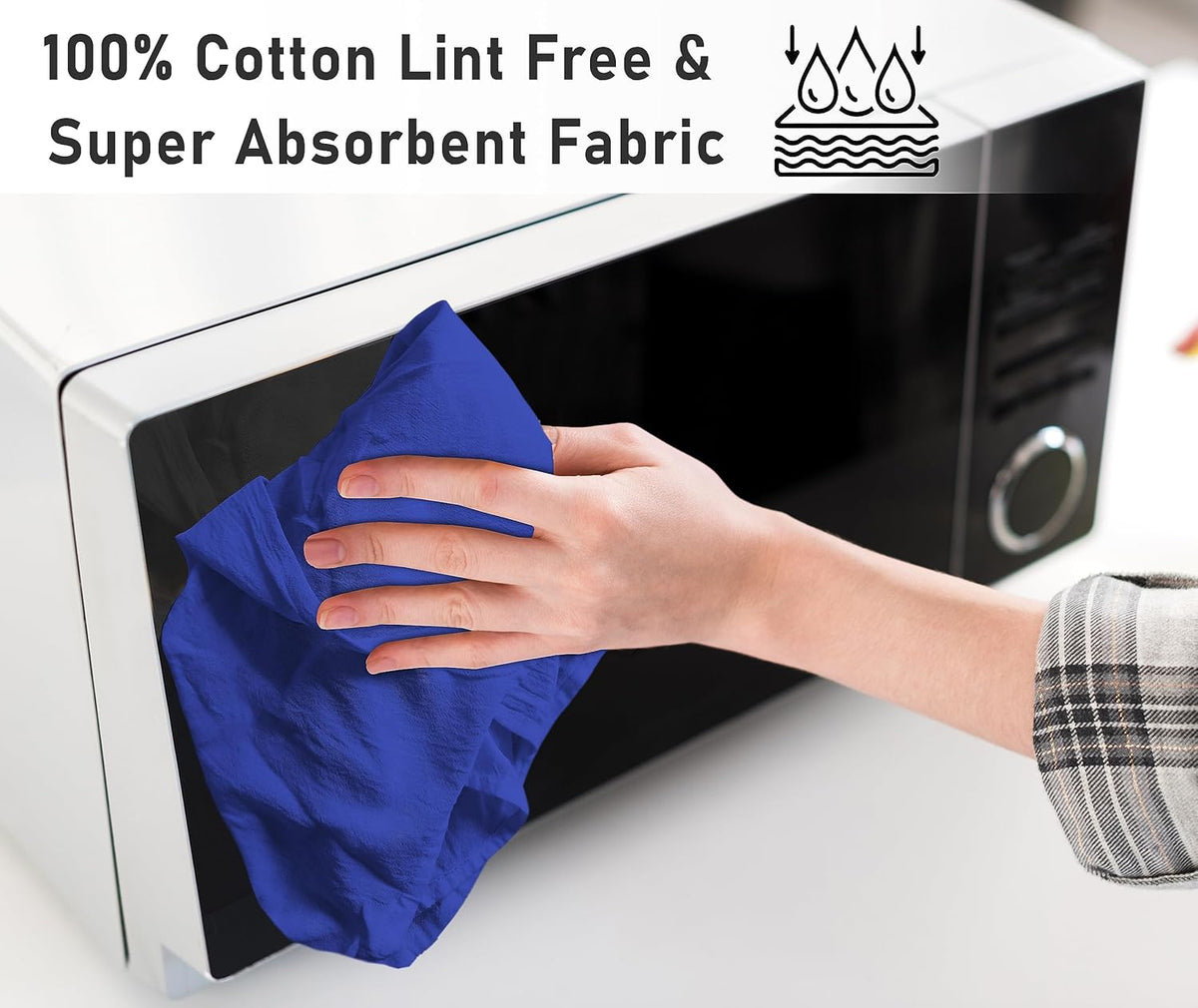 RUVANTI Flour Sack Towels 12 Pack 28 x 28 Inches, Ring Spun 100% Cotton Dish Towel, Machine Washable, Absorbent - Flour Sack Kitchen Towels for Drying and Cleaning -Navy