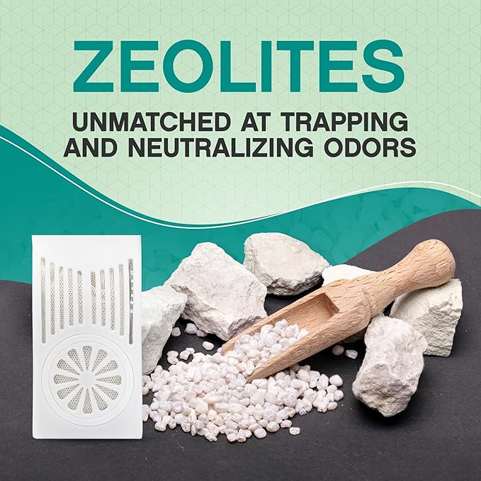Refrigerator Deodorizer with Zeolites (2-Pack) - Odor Eliminator for Fridge & Freezer - Outshines Baking Soda and Bamboo Charcoal Bags - Long-Lasting, & Safe