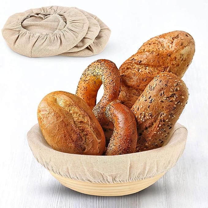 Proofing Bread Basket Cloth, Reusable Breathable Liner Flax Banneton Proofing Bread, Round Cloth Baking supplies Bread Proofing Baskets,Baking Tools and Accessories (9 inch)