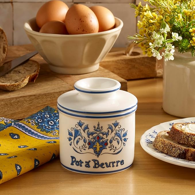 Butter Bell – The Original Art Nouveau French Butter Crock by L Tremain, Water Seal Ceramic Butter Keeper for Countertop, Keeps Butter Fresh & Spreadable Without Refrigeration