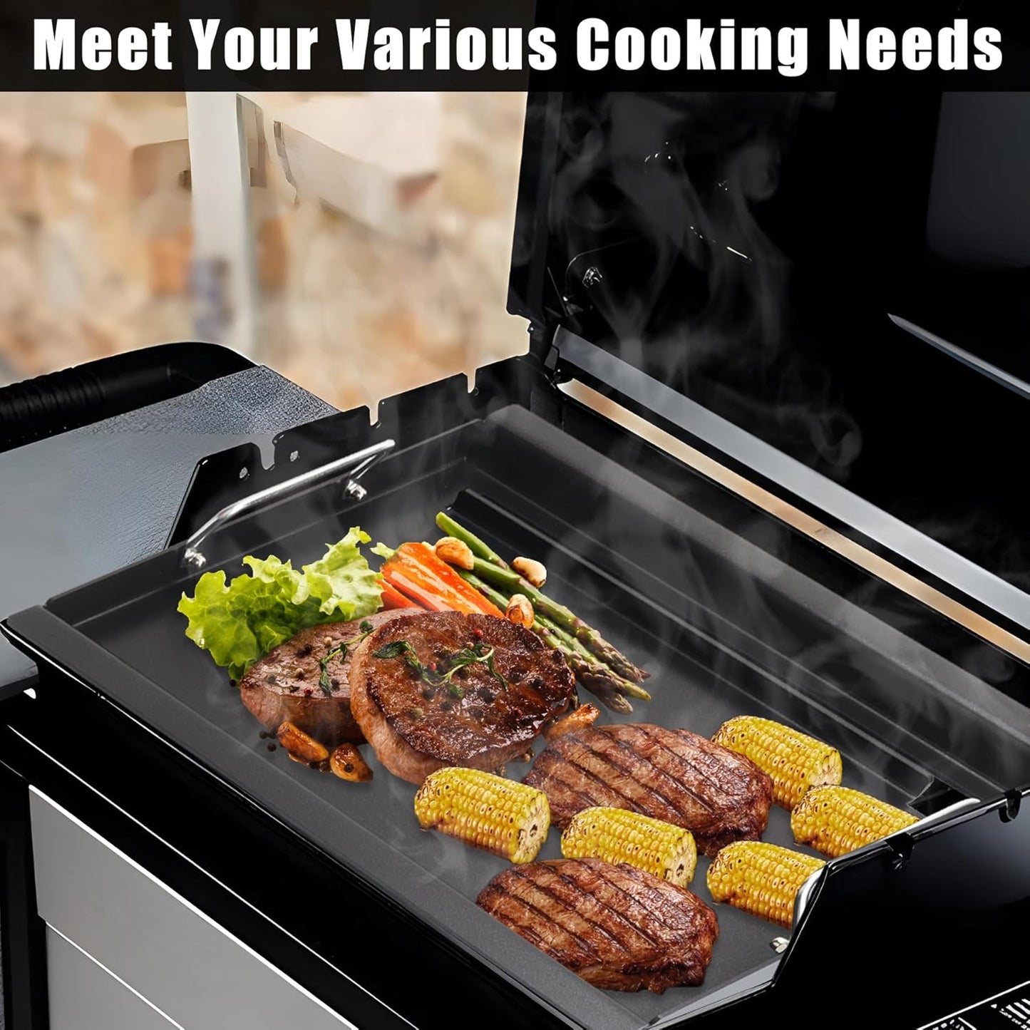SafBbcue Full Size Griddle Inserts for Nexgrill 720-0896 720-0896B 720-0896C 720-0896E 720-0896CP 720-0898 720-0898A Flat Top Griddle for Homedepot Nexgrill 730-0898 730-0898A, Carbon Steel