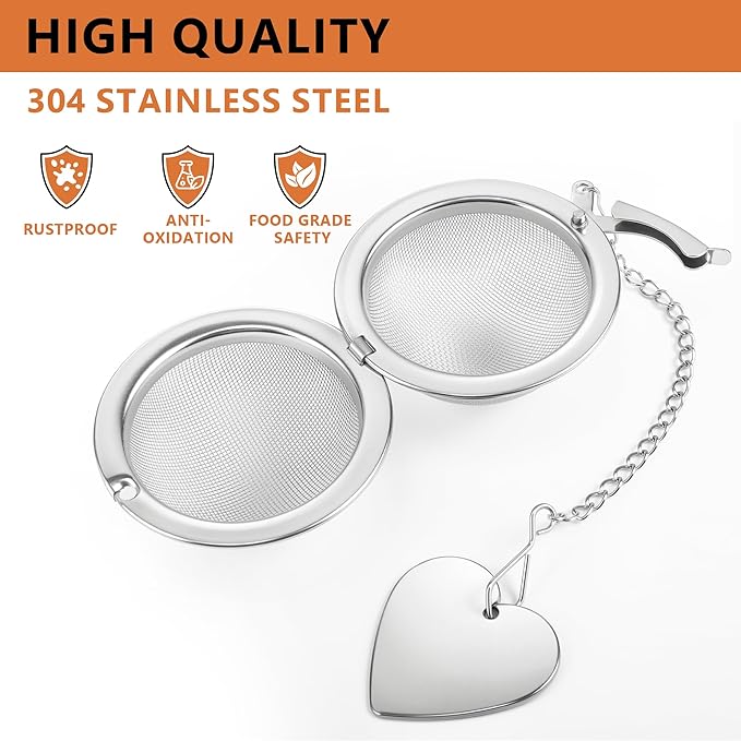 Tea Infuser for Loose Leaf Tea 2 Pack – 2" 304 Stainless Steel Tea Strainer Ball with Bonus Tea Scoop Clip – Extra Fine Mesh, Rustproof, Easy to Clean – DIKSEFN