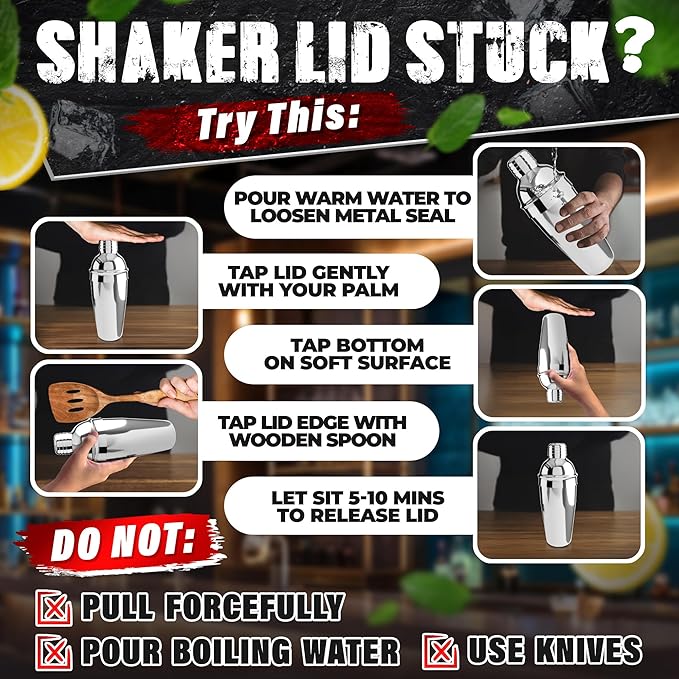 Cocktail Shaker Set of 10 – Stainless Steel Mixology Bartender Kit with 10 Accessories, Easy to Clean Bar Tool Set | Wooden Organizer for Home Bar Setup, Great Gift for Cocktail & Drink Enthusiasts