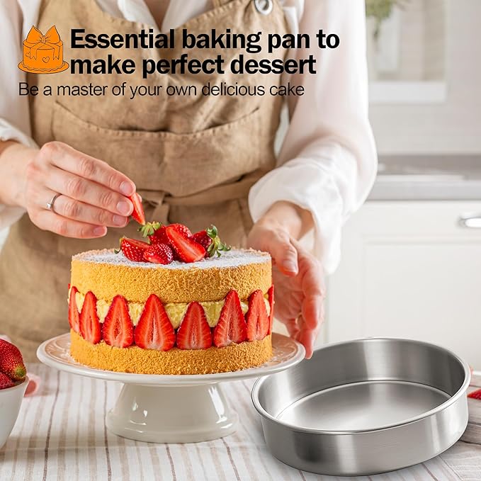 6 Inch Cake Pans Set of 3 with 100 Pieces Parchment Paper, Stainless Steel Baking Pan For Layered Cakes, Smash Cake Pans Mirror Finish Dishwasher Safe Small Cake Pan Set Cake Mold