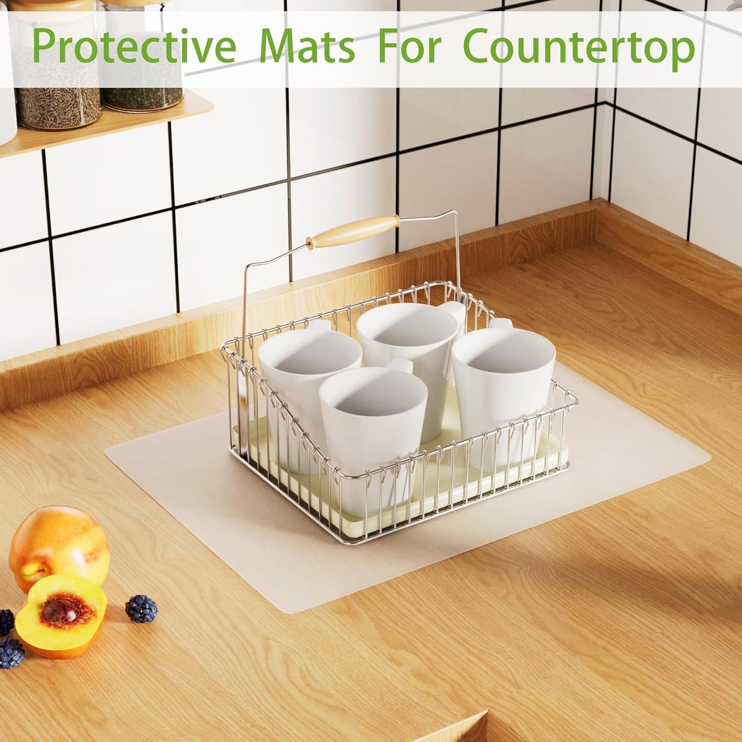 Clear Silicone Mats for Kitchen Counter: 11.8” x 15.8” (1mm) Non-slip Countertop Protector Liner - Non-Stick Heat Resistant Baking Mat Pastry Translucent 2/Pack