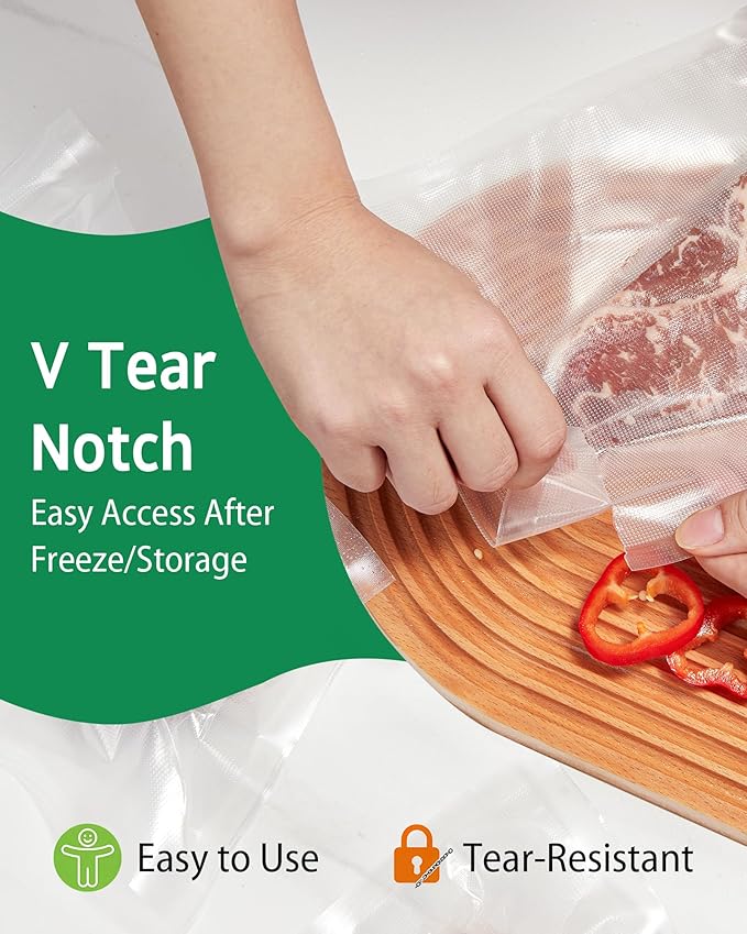 Syntus 100 Count Vacuum Sealer Bags Quart 8 x 12 inch for Seal a Meal, Commercial Grade BPA Free Heavy Duty Precut Seal Bags, Food Vac Bags for Storage, Meal Prep or Sous Vide