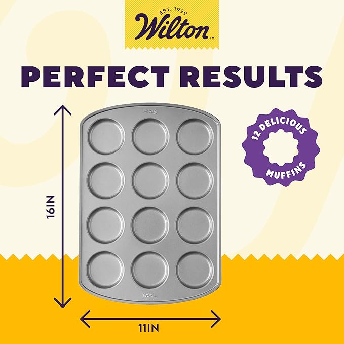 Wilton Gold Non-Stick Muffin Top Pan, Cold-Rolled Steel Bakeware, Made without PFAS, 11 x16 in, Packaging May Vary