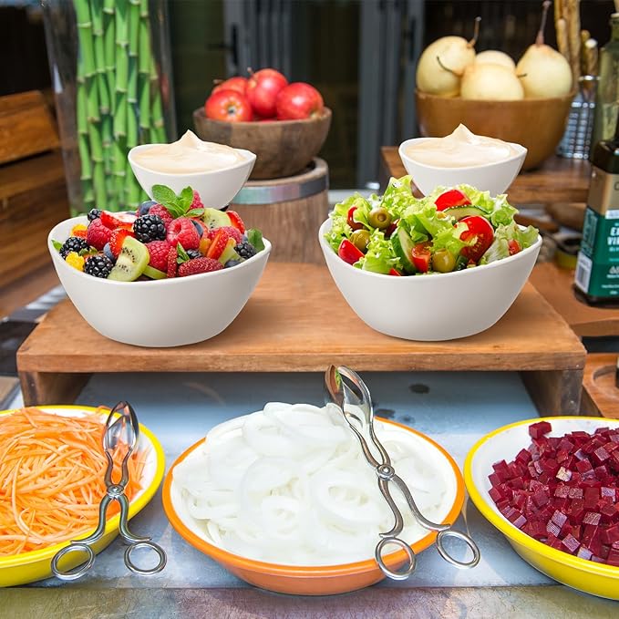 2 Set Chip and Dip Serving Set 2 Tier Chip and Dip Serving Dish Porcelain Appetizer Bowl and Platter with Stand for Food Taco Bar Salad Display Dessert Entertaining Party(Black,Classic Style)