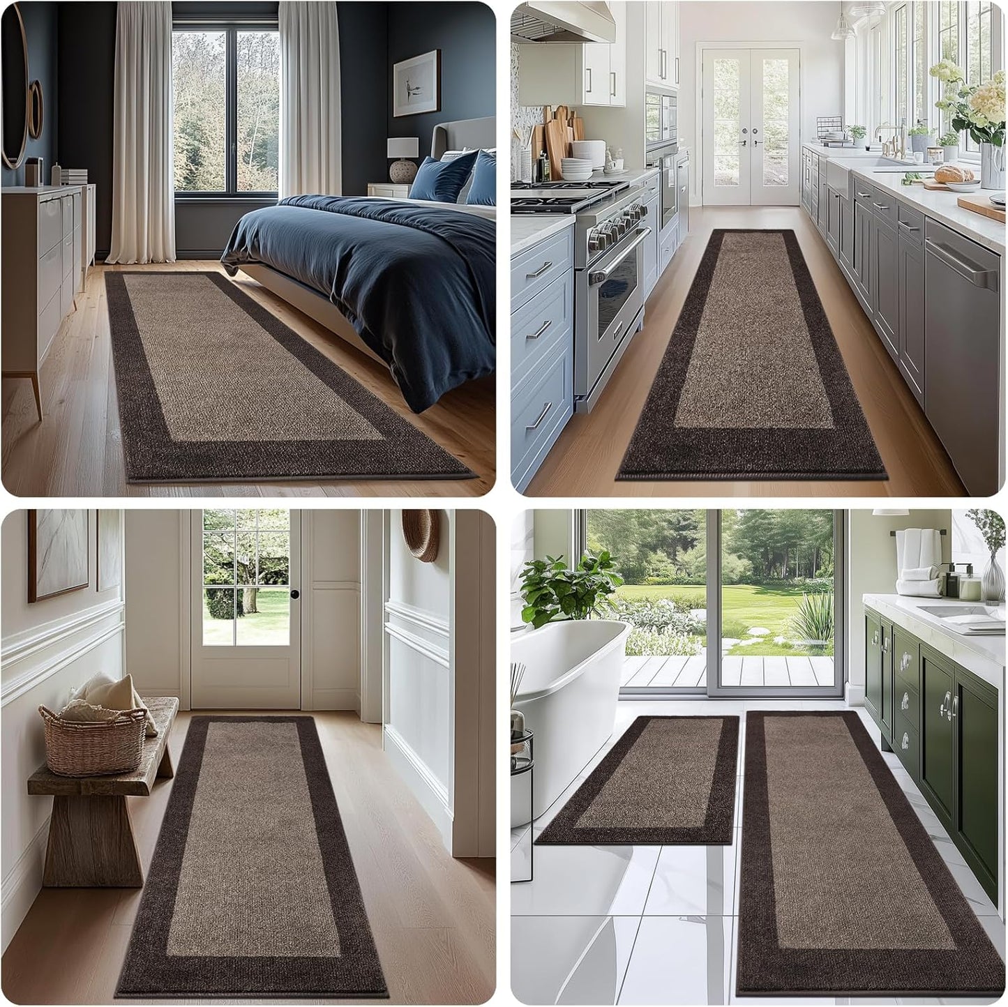 Machine Washable Kitchen Rug 32" x 48", Non Slip Indoor Door Rug, Absorbent Entrance Runner Rug for Bedroom, Hallway, Bathroom, Floor