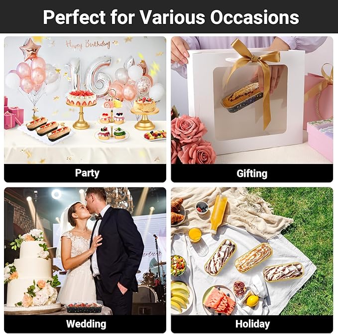 EUSOAR Disposable Mini Loaf Pans with Lids, 100pcs 6.8oz 6.5"x2.5"x1.2" Aluminum Foil Tin Baking Cups, Cupcake Dessert Cups Cheesecake Creme Brulee Ramekins Pan for Wedding Shower