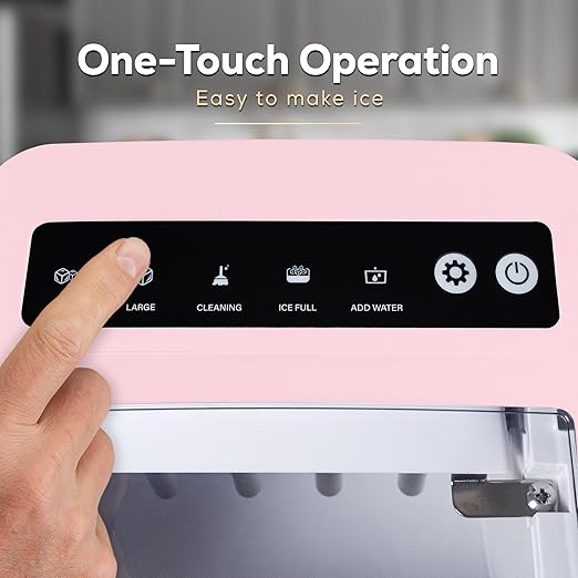 Igloo Portable Ice Maker with Handle & Scoop- Countertop Ice Maker with LED Control Panel & 1.5 Qt Water Tank- Ice Maker Produces 26 Lb Of Ice In 24 Hours With 9 Large or Small Cubes In 7 Minute -Pink