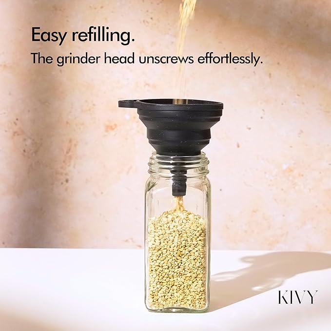 KIVY Salt and Pepper Grinder Set of 2 – Adjustable Ceramic Grinder – Spice Mill – Pepper & Salt Grinder