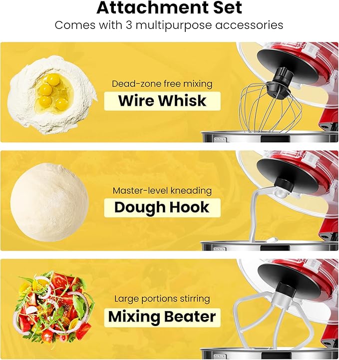 VIVOHOME 660W 10 Speed 6 Quart Tilt-Head Electric Food Mixer with Beater, Dough Hook, Wire Whip and Egg Separator and 45lbs/Day Soft Chewable Nugget Ice Maker with Self-Cleaning, Scoop, 10 Ice Bags
