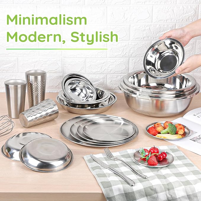 304(18/8) Stainless Steel Mixing Bowls for Kitchen, 4 Pack 5.5" Small Metal Mixing Cooking Bowls Set Stackable for Baking Serving Cooking Food Prep Storage Dishwasher Safe Lightweight