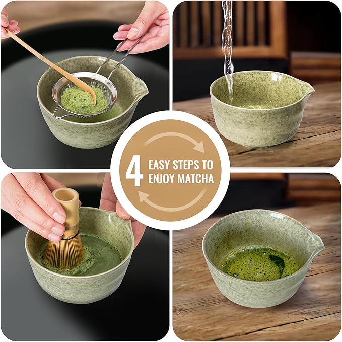 Matcha Whisk Set Pink, Matcha Making Kit Whisk (Chasen Holder), Ceramic Whisk Holder, Bamboo Scoop, Powder Starter Sifter, Spoon Japanese Tea Tools For Ceremony Gift