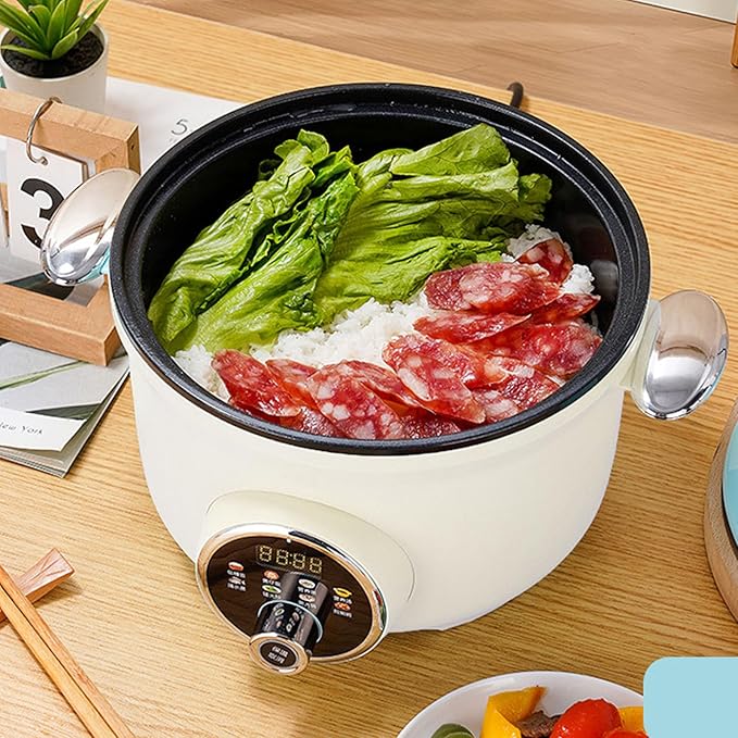 Haofy Electric Pressure Cooker 800W 3.2L Non Stick Multifunctional Cooking Pot with Stainless Steel Drain Basket for Low Sugar Meals Soup Porridge Hot Pot for Singles Small Families (US Plug 110V)