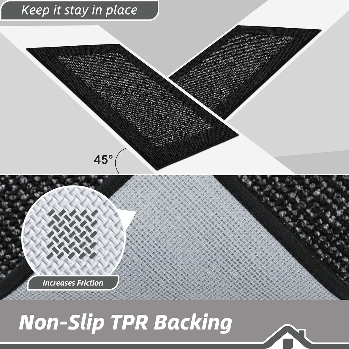 BEQHAUSE Indoor Door Mat 24" x 36", Dirt Trapper Door Mats Non-Slip Entryway Rugs Washable, Resist Dirt Absorbent Welcome Mat, Low Profile Floor Mats for Front Back Door and Entryway, Black
