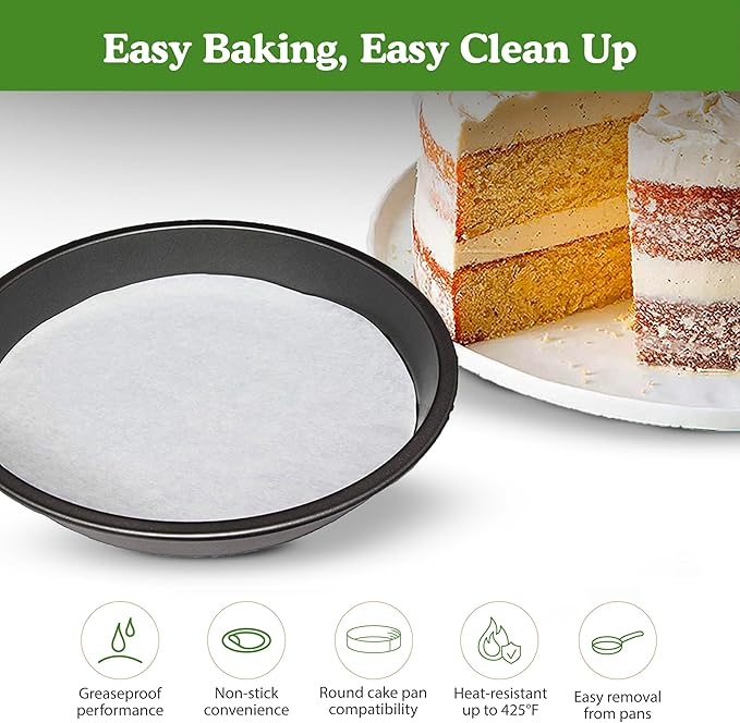 Regency Wraps Parchment Paper Circles For Round Cake Pans and Tube Cake Pans, Greaseproof Liners for Non-Stick Baking, 8" (Pack of 24, 12 pc Each), White