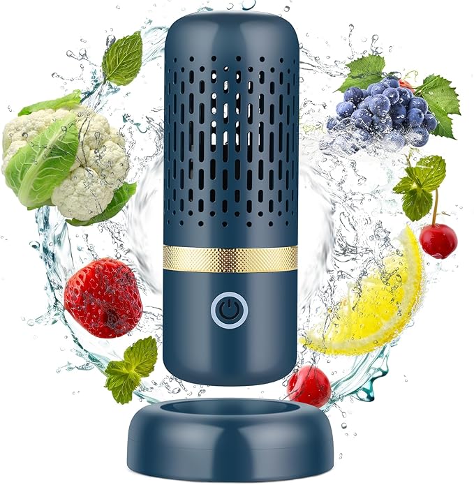 Cudinham Fruit and Vegetable Purifier Cleaner Washing Machine Upgraded Capsule Shape Disinfection OH-ion Purification Technology for Cleaning Veggie Grains Rice Meat Seafood, Blue Ocean