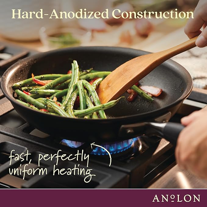 Anolon Advanced Home Glass Lids, Stainless Steel and Silicone Handles, 2 Piece, 10 Inch and 12 Inch Lid Set, Onyx