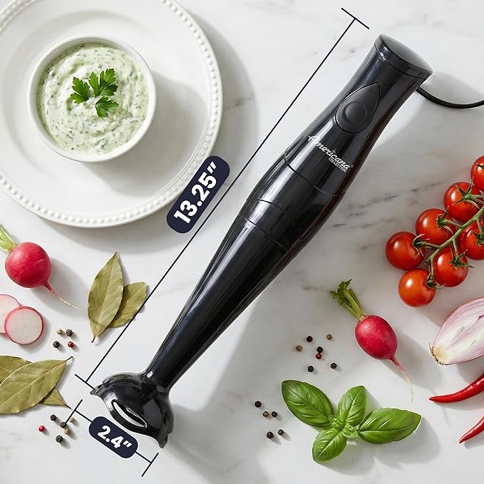 Elite Gourmet EHB2425B Electric Immersion, Mixer, Chopper, 1-Touch Control Hand Blender, 150 Watts, Black