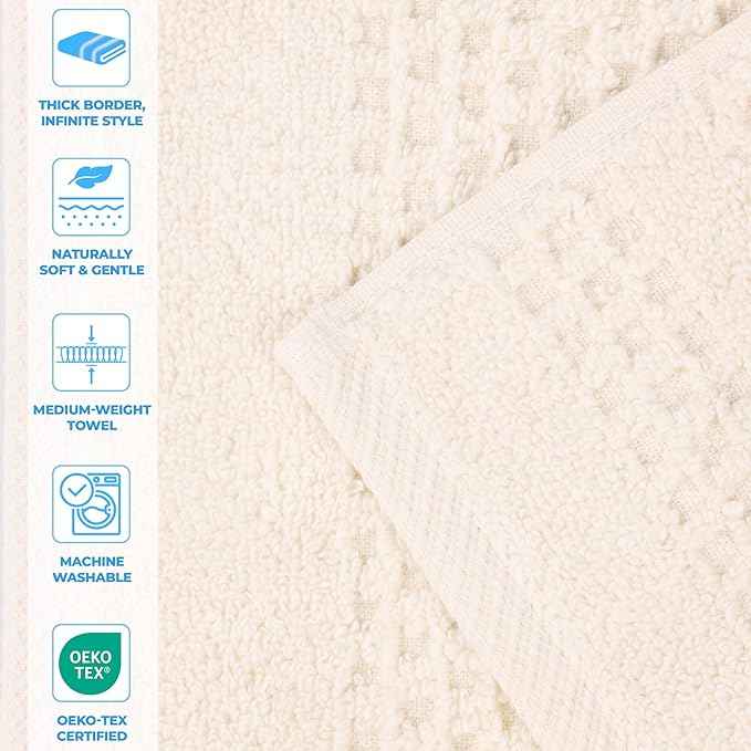Superior Playa Zero Twist Cotton Medium Weight Towels, for Guest Bath, Bathroom, Shower, Spa, Plush, Quick Dry, Ultra-Soft Towels, Bath Essentials, Waffle Textured, 8 Piece Assorted Towel Set, Ivory