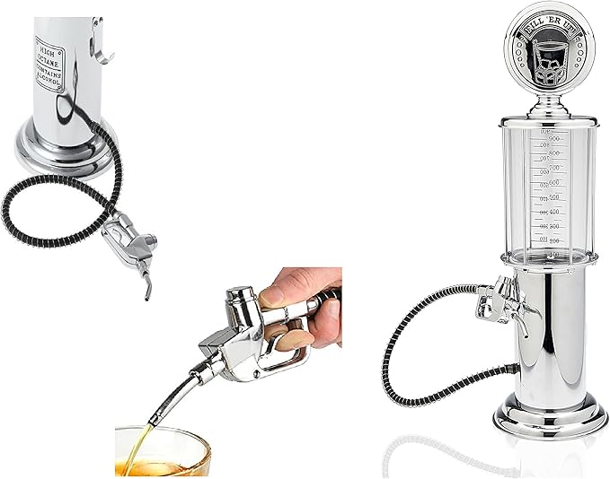 Gas Pump Whiskey / Bourbon Decanter - Liquor Dispenser for Vodka, Rum, Wine, Tequila or Scotch Decanter is Stainless Steel