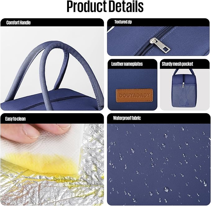 douyadady Lunch Bag Women/Men Lunch Box Women/Men (Dark blue)