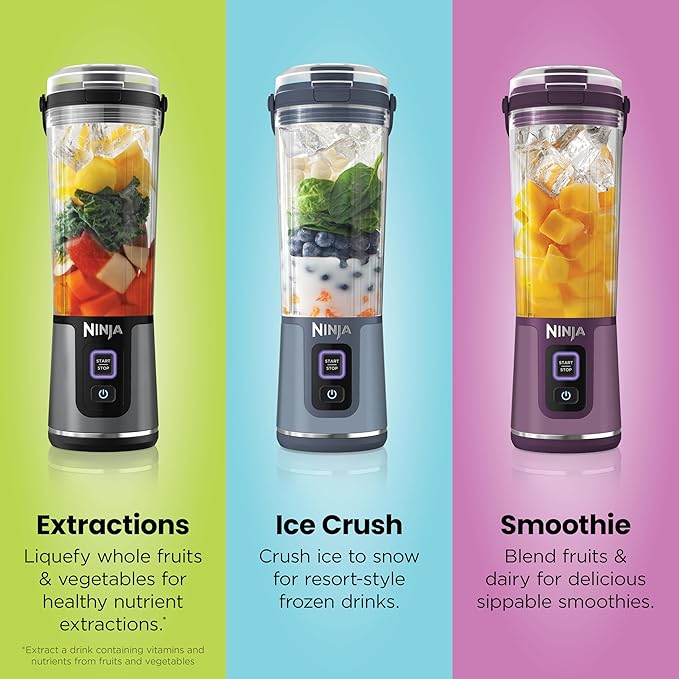 Ninja Blast Portable Blender, Cordless, 18oz. Vessel, Personal Blender For-Shakes and Smoothies, BPA Free, Leakproof-Lid and Sip Spout, USB-C Rechargeable, Dishwasher Safe Parts, Denim Blue, BC151ND