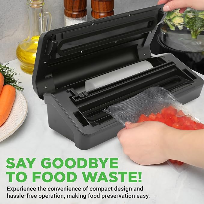 NutriChef Premium Vacuum Sealer Machine Automatic, Powerful Food Vacuum Sealer Machine with Bags, Touchscreen, Cutter & Multi-Modes for Dry, Moist & Soft Food Storage, Prep, and Sous Vide Cooking