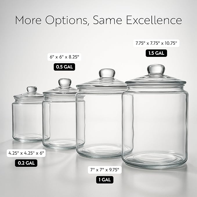 Restaurantware Glass Storage Containers - 1 Count 6 Liter Airtight Kitchen Canisters - Pantry Jars With Lids For Food - Clear Crystal Glass