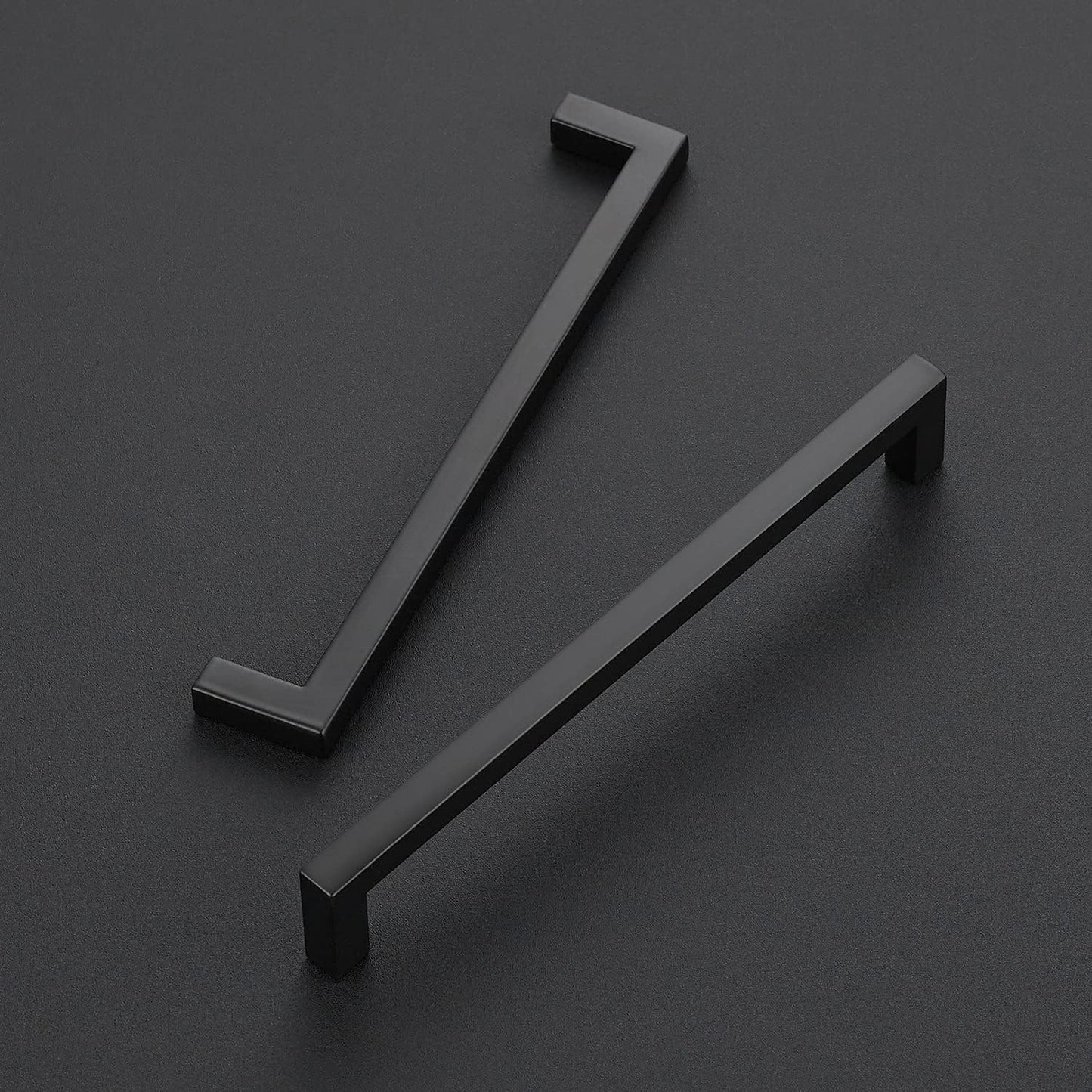 Ravinte 5 Pack Solid 6-1/4 Inch Center to Center Slim Square Bar Drawer Handles Kitchen Cabinet Hardware Matte Black Pulls