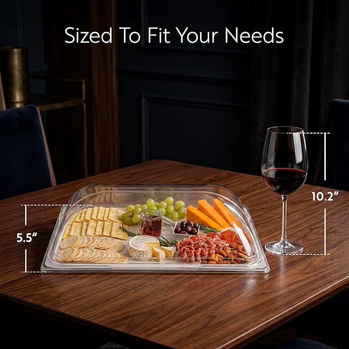 Restaurantware Cater Tek 21 Inch Polycarbonate Plate Cover 1 Shatterproof Dish Cover - Dishwashable For 21 Inch Plates Clear Plastic Tray Cover Flap Handle Design Endures Up To 210F