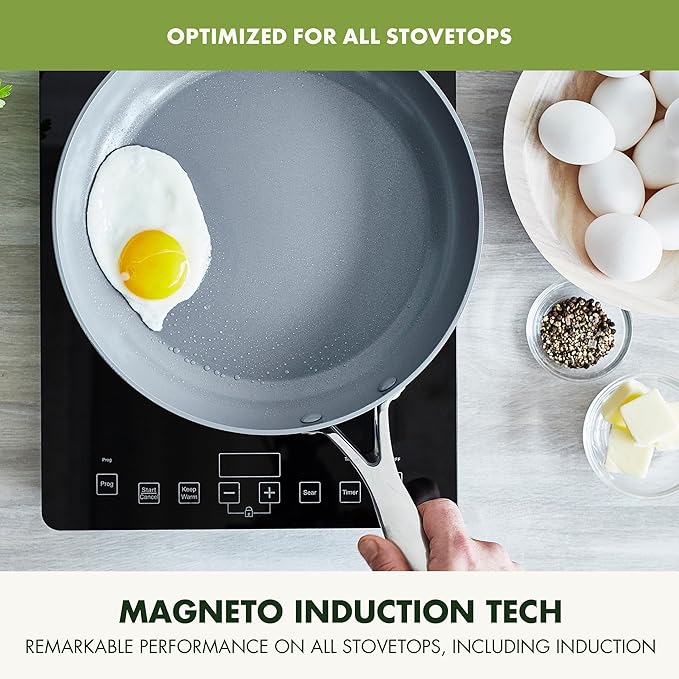 GreenPan Valencia Pro Hard Anodized Healthy Ceramic Nonstick 8" and 10" Frying Pan Skillet Set, PFAS-Free, Induction, Dishwasher Safe, Oven Safe, Gray