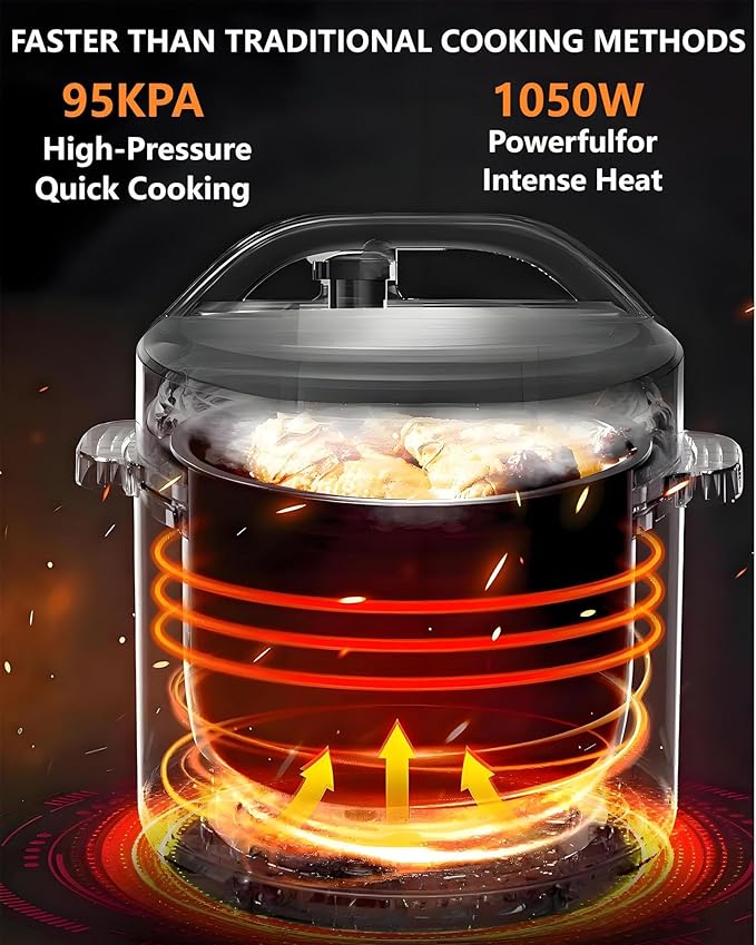 Electric Pressure Cooker, 6 Liters, Slow Stew Pot With 24-Hour Reservation Function, 10 In 1 Rice Cooker, Wok, Cake, Yogurt, Etc., Stainless Steel/Black