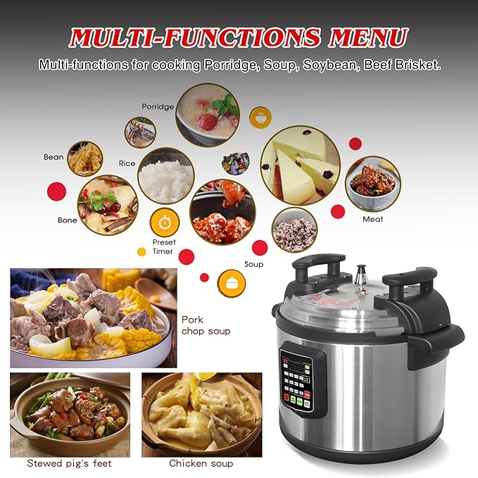 Kolice Commercial Electric 15L Pressure Cooker, 220 Volts Multi Cooker Pressue Canner With Non-stick Inner Pot, 15L (16 QT), 2000W,For Hotel Restaurant Kitchen and only for 220V (NOT 110V)