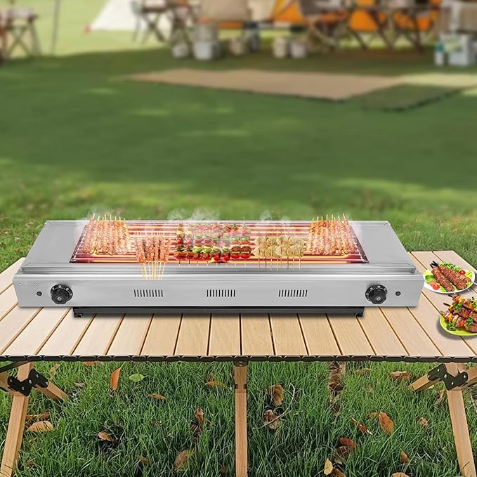 3000W Electric Griddle - Smokeless BBQ Grill with Temperature Control, Portable for Outdoor/Indoor Use (Silver, 31" Cooking Surface)