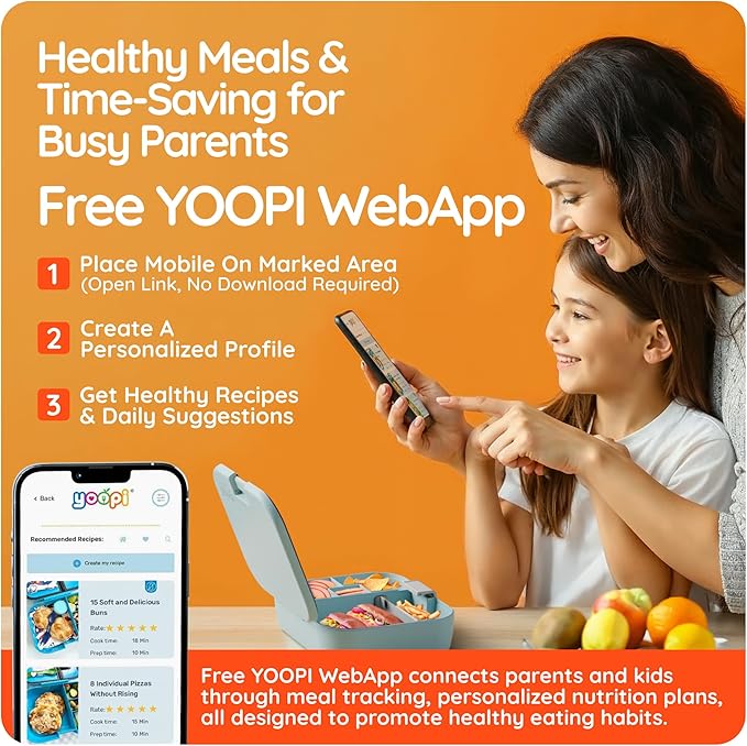 YOOPI Lunch Boxes for Kids–Toddler Bento Box with 4 Leakproof Compartment Food Bentobox Container,Lunch Box for School with Lunchbox Containers, Lightweight Sandwich Box & Snack Box (Aqua)