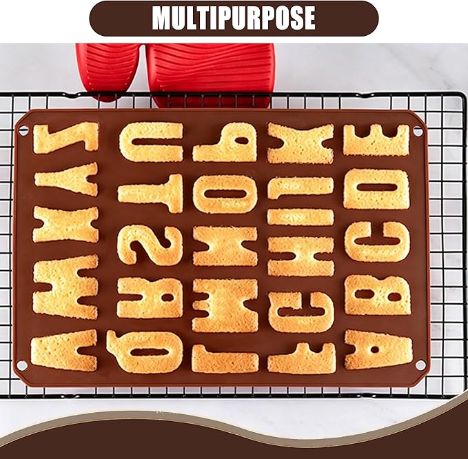 Letter Alphabet Silicone Molds BPA Free Food Grade Non-Stick Easy Release Reusable Baking Molds for Chocolate Cake Ice Tray DIY Cake Decorating Kitchen Baking Tools